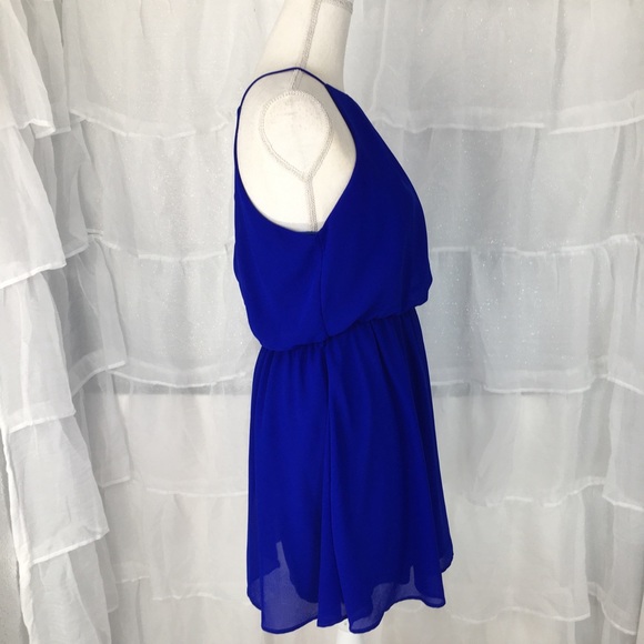 Lac Bleu, Royal Blue Short Chiffon Dress - Picture 4 of 11